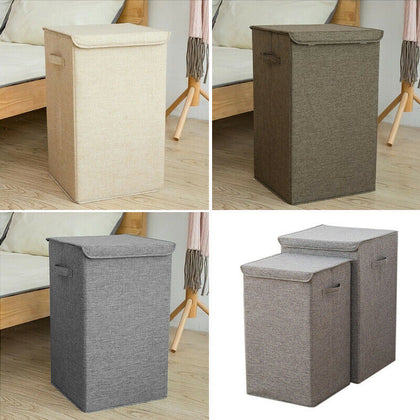 Large Laundry Basket with Lid Collapsible Clothes Storage Washing Bin Box Hamper