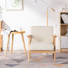 Modern Wooden Single Seater Sofa Living Room Accent Chair Beige Fabric Armchair