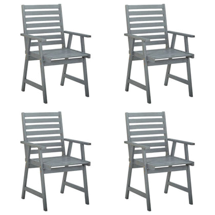 Outdoor Dining Chairs 4 pcs Grey Solid Wood Acacia Q8P0