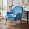 Blue Crushed Velvet Tub Armchair Wingback Sofa Accent Chairs With Golden Legs UK