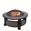 Fire Pit Table Round Metal Firepit Heater w/ BBQ Grill Shelf, Spark Screen,Poker
