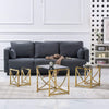 Nest of 3 Coffee Table Sofa Side End Table Tempered glass Stainless Steel Legs