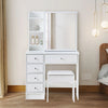 White Dressing Table Wood Makeup Desk with Mirror 5 Drawers Stool Shelf Bedroom