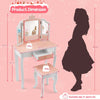 2 in 1 Kids Vanity Table and Chair Set Makeup Dressing Table W/ Mirror & Drawer