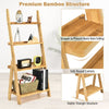 4-Tier Bamboo Ladder Shelf Bookcase Storage Organizer Plant Flower Stand Natural