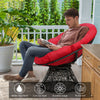 Papasan Chair Rattan Glider Deep Seat 360° Swivel Relaxing Chair W/ Soft Cushion
