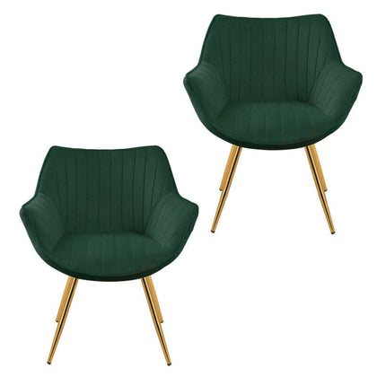 2 PCS Dining Chairs Velvet Padded Seat Metal Legs Kitchen Lounge Restaurant Seat