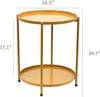 Accent Metal Side Table 2 Layer Sofa End Coffee Tray Snack Table for Living Room