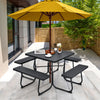 8 person Square Picnic Table Bench SetOutdoor Circular Picnic Table W/4 Benches