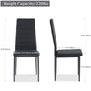 4x Black Faux Leather Dining Chairs Grey Marble Tempered Glass Dining Table Set