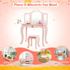 2 in 1 Kids Vanity Makeup Dressing Table & Chair Set W/ Tri-fold Mirror & Drawer