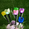 6 Garden Tulip Flower Shape LED Solar Powered Lights Outdoor Yard Standing Décor