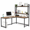 Industrial Corner Computer Desk w/ 2-Tier Bookcase for Home Office Study Writing