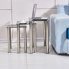 Square Nest of 3 Tables Glass Nested Side End Tables Set Black Clear Modern Home