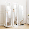 Jewelry Storage Cabinet Full-Length Mirror Lockable Swivel Armoire Floor Shelf