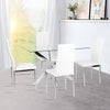 Dining Table and 2/4/6 Chairs Set Tempered Glass PVC Leather Rectangle White NEW