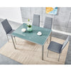 105cm 120cm Glass Dining Table and 4 /6 Padded Chairs Set Home Kitchen Furniture