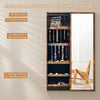 Wall-mounted Jewelry Storage Cabinet Sliding Door Jewelry Armoire W/ Mirror