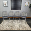 Kitchen Dining Table And 4 Chairs Wooden White Table Tufted Velvet Grey Chairs