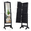 Free-Standing Jewelry Cabinet Lockable Jewelry Shelf W/ Angle Adjustable Mirror