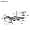 Double Metal Bed Frame with High Headboard and Footboard Black for Kids Adults