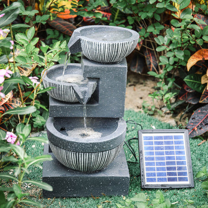 Solar Garden Fountain Water Pump Cascade Landscaping Outdoor Feature Landscape