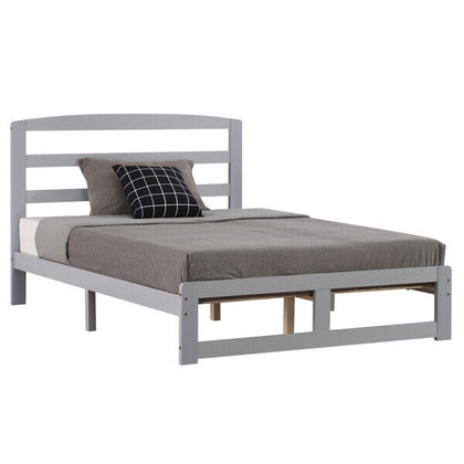 4FT6 Modern Double Bed Frame Wooden Pine Grey For Adults Kids Teenagers Bedroom