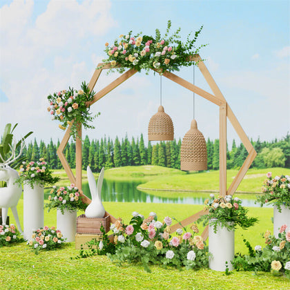 Heavy Duty Large Wedding Arch Stand Wooden Frame Garden Banquet Birthday Outdoor