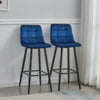 Pair Blue Velvet Bar Stools Breakfast Stool Kitchen Pub Chairs 65 / 75 cm Seat