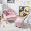 Kids Sofa Set and Ottoman Toddler Velvet Single Sofa Chair with Matching Stool