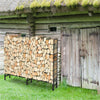 Large Capacity 8ft Firewood Rack Outdoor Patio Fireplace Log Storage Rack Holder
