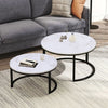 Set of 2 Modern Nesting Coffee Table Round Accent Cafe Table White Marble Effect