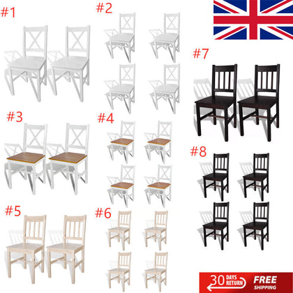 Wooden Dining Chairs Seats 2/4pcs Home Restaurant Seats Kitchen Lounge Chairs