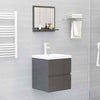 Cloakroom Bathroom Mirror with Shelf High Gloss Grey 40x10.5x37 cm Chipboard