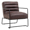 Retro Faux Leather Upholstered Armchair Industrial Steel Frame Accent Sofa Chair