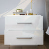 White Bedside Cabinet Table Push to Open High Gloss LED Nightstand 2 Drawers