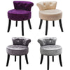 Dressing Table Stool Retro Crushed Velvet Padded Low Back Make-up Vanity Chair
