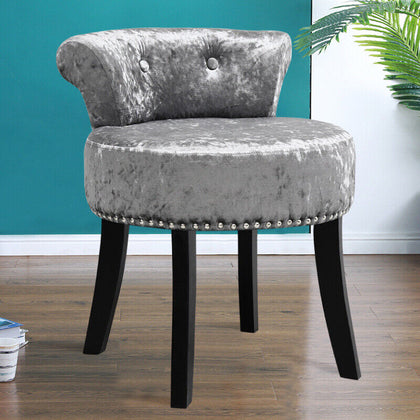 Ice Velvet Vanity Stool for Dressing Table Bedroom Upholstered Makeup Desk Chair