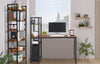 6-Tier Bookshelf Storage Shelf Stand Metal Frame Wooden Floor Brown Height 177cm