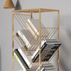 Stylish Golden Metal Bookcase Book Storage Display Rack Wire Organizer Bookshelf