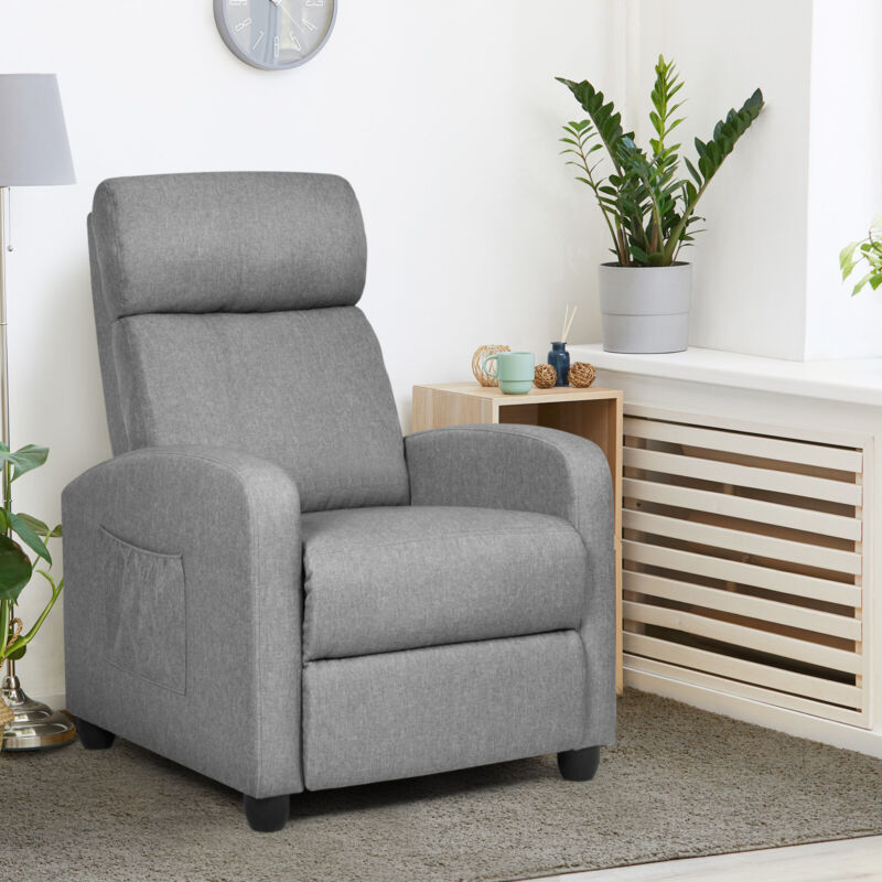 Modern Upholstered Recliner Armchair Sofa Lounge Chair Adjustable Back ...