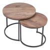 Round Nest of Tables Industrial Nesting Table Set of 2 Coffee End Side Stand