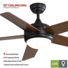 Silent 5 Wood Blades Ceiling Lamp Fan Light LED Chandelier Remote Control 3Speed