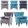 Upholstered Wing Back Chesterfield Sofa Velvet Button Tub Chair Scallop Armchair