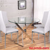 Round Dining Room Table With Silver Chrome Legs Kitchen Dining Living Room 90 cm