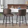 2 Pcs Breakfast Stool Bar Stools Brown Grey Faux Leather Dining Room Metal Legs