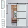 Modern 6ft Sliding Door Track Barn Door Hardware Set Kit Single Door Black