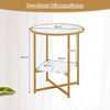 2 PCS Tempered Glass End Table Beside Coffee Sofa Side Table W/Faux Marble Shelf