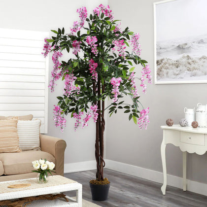Large Artificial Wisteria Flower Tree in Pot Fake Plant Garden Home Office Decor