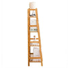 4 Tier Ladder Bookshelf Shelf Unit Bamboo Bookcase Bathroom Storage Display Rack